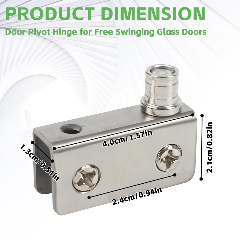 TamBee Glass Door Pivot Hinge Small Shower Door Pivot Hinge - Stainless Steel, Rust Resistant, for Swinging Doors, Medicine Cabinet, Fixing Cabinet Doors (for 4-6mm Thick Glass) (2 Pairs) - Image 2